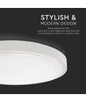 24W LED loftslampe - Ø29,5cm, Højde: 5,5cm, hvid kant