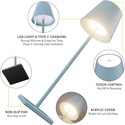 Opladelig LED bordlampe Inde/ude - Lyseblå, touch dæmpbar, CCT, IP54 udendørs