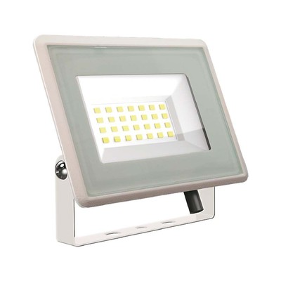 V-Tac 20W LED projektør - Arbejdslampe, udendørs - Dæmpbar : Ikke dæmpbar, Farve på hus : Hvid, Kulør : Varm