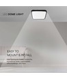 18W LED loftslampe - 25 x 25cm, sort kant