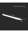 120cm 36W vandtæt komplet LED armatur, Gennemfortrådet - IP65