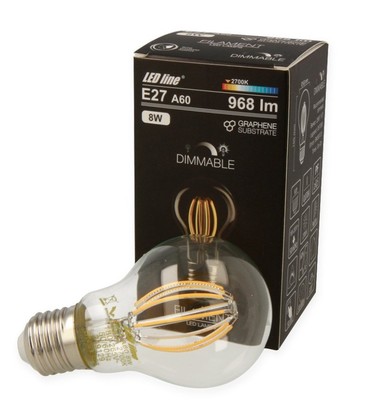 8W LED Pære - Kultråd LED, E27, A60D