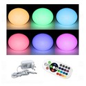 V-Tac RGB LED oval kugle - Genopladelig, med fjernbetjening, Ø20 cm