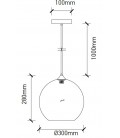 Restsalg: V-Tac pendel lampe - Globe, glas, Ø30cm, E27