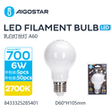 Outlet: 6W E27 LED pære - 2700K, kultrådspære, matteret glas