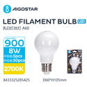 Outlet: Filament pære A60, 8W, E27 - mat hvid