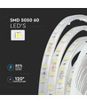 V-Tac 9W/m stænktæt LED strip - 5m, IP65, 24V, 60 LED pr. meter