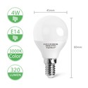 Outlet: Aigostar LED lampe, A5 - G45, 4W, E14 fatning, 3000K, 320lm, Erstatter 30W, Sæt af 5 stykker