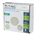 V-Tac 12W LED loftslampe - Ø14cm, Højde: 2,4cm, hvid kant, inkl. lyskilde