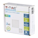 V-Tac 18W LED loftslampe - 19 x 19cm, Højde: 2,4cm, hvid kant, inkl. lyskilde