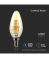 E14 4W LED kertepære - Kultråd, røget glas, ekstra varm