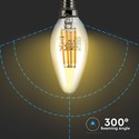V-Tac 4W LED kertepære - Kultråd, røget glas, ekstra varm, E14