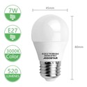 Outlet: LED A5 G45 - Stor Spredning - E27 7W - 3000K