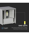 5W LED væglampe - IP65 udendørs, Firkantet, grå, justerbar spredning, inkl. lyskilde