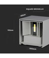 5W LED væglampe - IP65 udendørs, Firkantet, grå, justerbar spredning, inkl. lyskilde