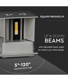 5W LED væglampe - IP65 udendørs, Firkantet, grå, justerbar spredning, inkl. lyskilde