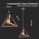 V-Tac geometrisk pendellampe - Champagne/guld farve, triangle, E27