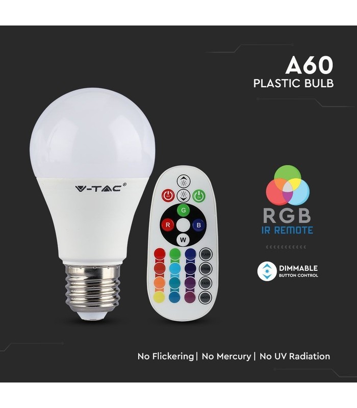 stærk Arbitrage tåbelig V-Tac 6W RGB LED pære - Med RF fjernbetjening, E27