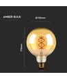 E27 5W LED globepære - Ø12,5cm, Kultråd, ekstra varm hvid