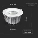 Outlet: V-Tac 20W LED indbygningsspot - Hul: Ø16,7 cm, Mål: Ø18 cm, 230V