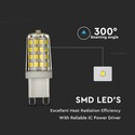 V-Tac 3W LED pære - Samsung LED chip, G9