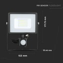 V-Tac 20W LED projektør med sensor - SMD, Samsung LED chip