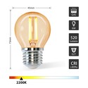 Outlet: LED Filament pære G45 E27 6W - 2200K Amber