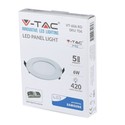 V-Tac 6W LED indbygningspanel - Hul: Ø11 cm, Mål: Ø12 cm, 230V, Samsung LED chip