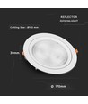 20W Ø17cm LED spotlight - Hul: Ø14,5 cm, Mål: Ø17 cm, 3 cm høj, Samsung LED chip