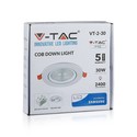 V-Tac 30W LED spotlight - Hul: Ø19,5 cm, Mål: Ø22,5 cm, 3 cm høj, Samsung LED chip, 230V