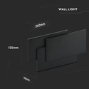 V-Tac 12W LED sort væglampe - IP20 indendørs, 230V, inkl. lyskilde