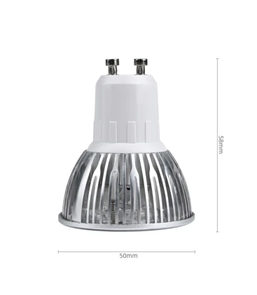 Mål og dimensioner på en GU10 LED spot for at sikre korrekt pasform i armaturet.