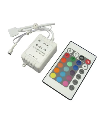 Infrarød RGB controller med tilhørende fjernbetjening til 12V og 24V.