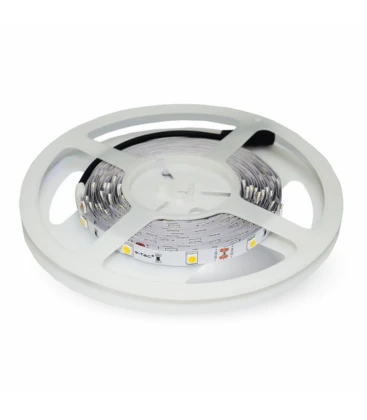 En tændt LED strip der viser diodernes placering før de diffuseres af et cover.